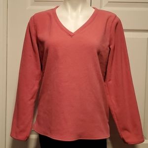 Old Navy Women's Pink Corral V-Neck Pullover Fleece Sweater - Size Large